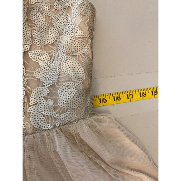 Aidan Mattox Dress Beige Sleeveless Fit & Flare Tulle Skirt Size 8 - Picture 8 of 9
